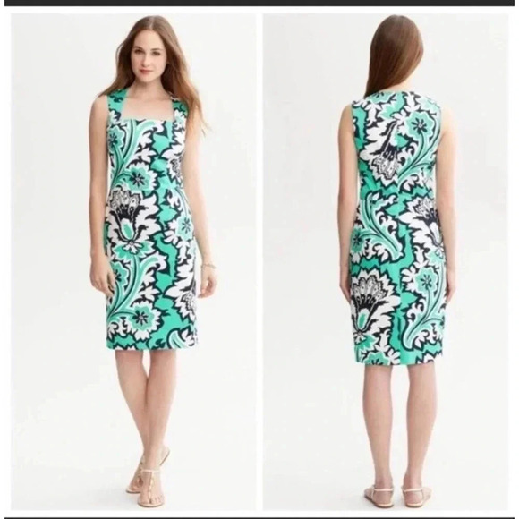 Banana Republic Dresses & Skirts - Banana Republic Milly Floral Print Square Neck Sleeveless Sheath Dress Size‎ 4